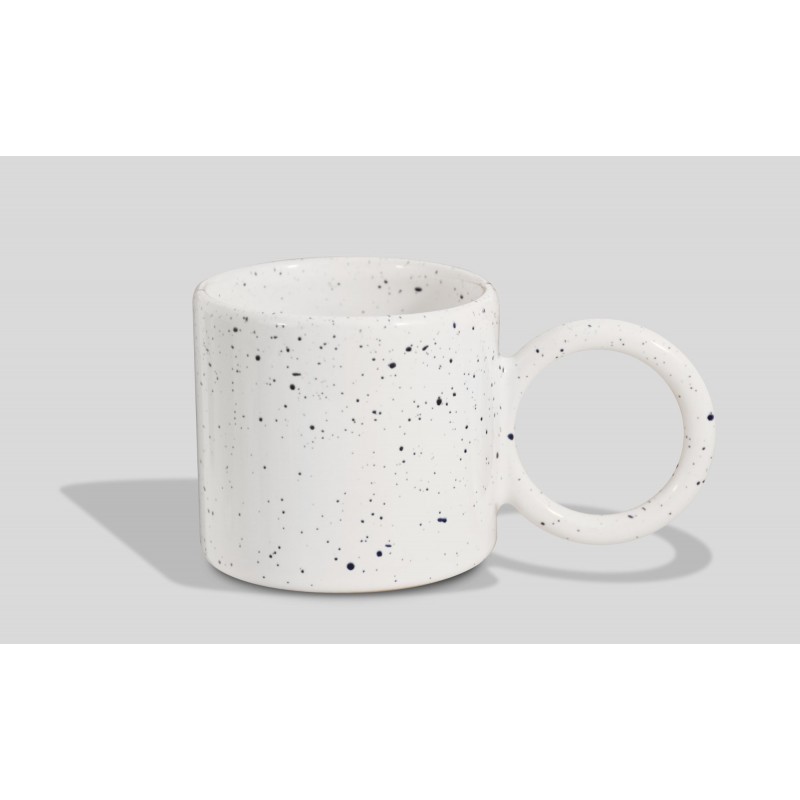 Kubek ceramiczny Funny 320 ml Biały błyszczący / SPLASH 2 Granat