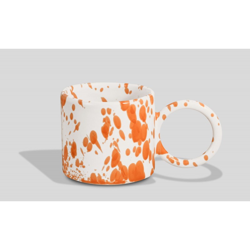 Kubek ceramiczny Funny 320 ml Biały Mat / SPLASH Pomarańcz