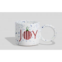 Kubek ceramiczny Funny 320 ml biały błyszczący / SPLASH 2 Granat z nadrukiem Joy